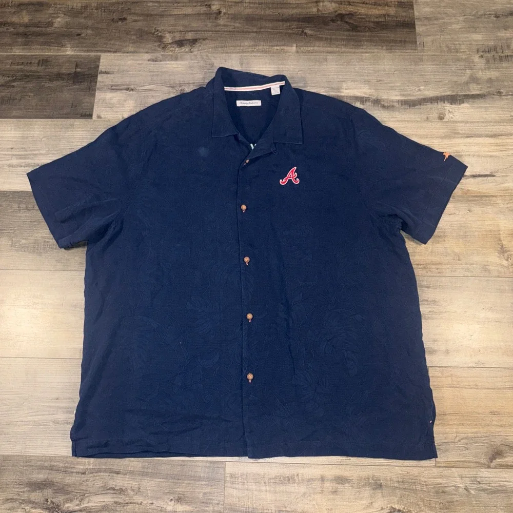 Tommy Bahama Atlanta Braves Silk Camp Shirt XXXL MLB Hawaiian Button Up